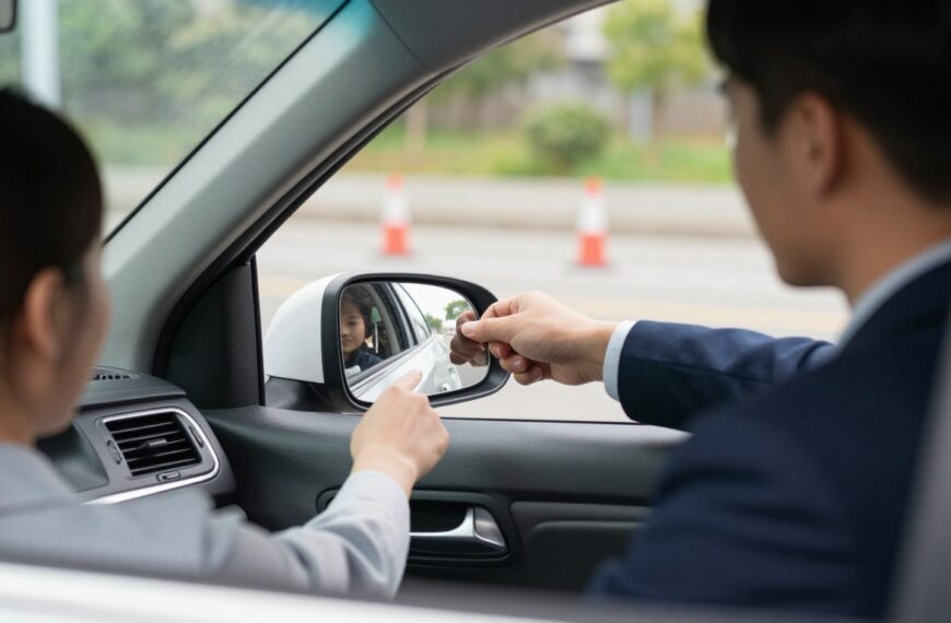 Ustawienie lusterek na egzaminie